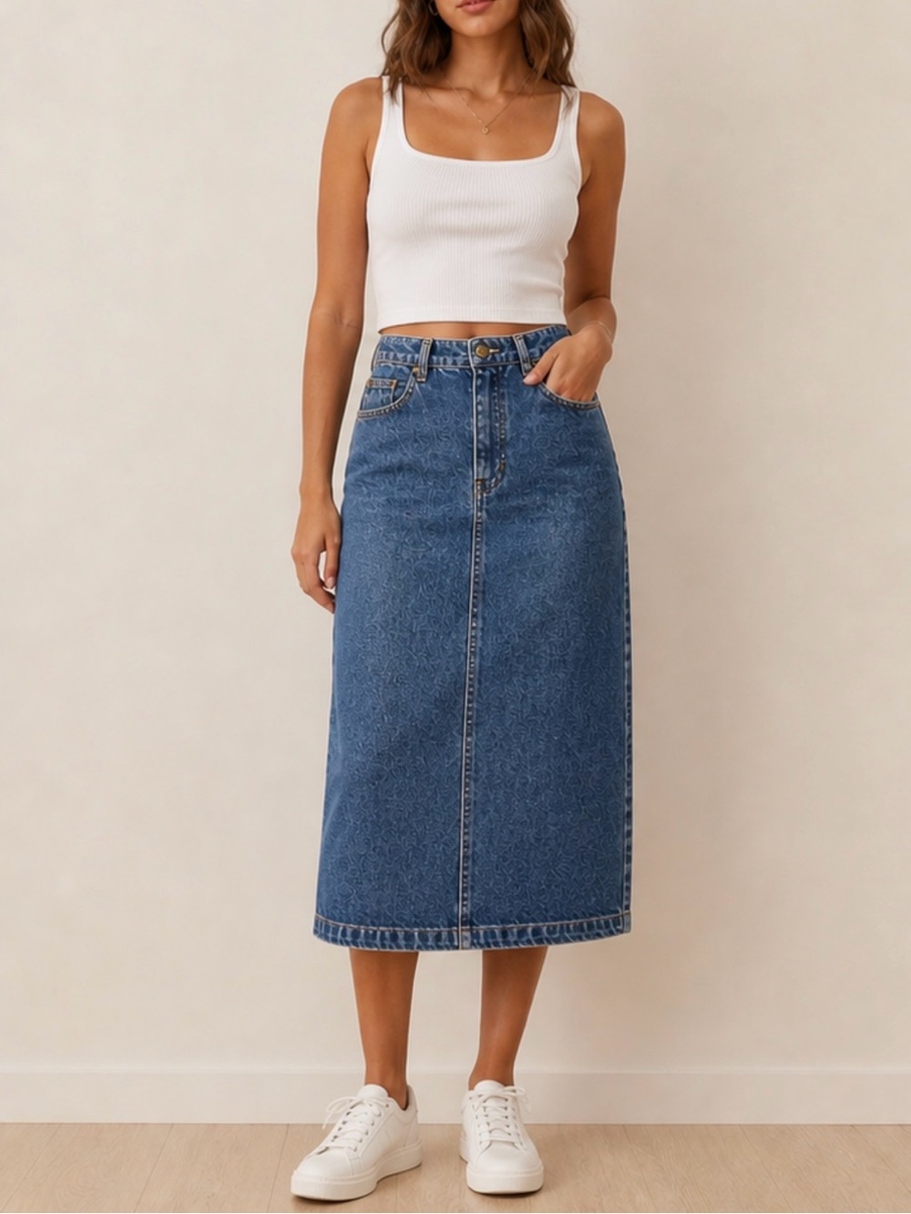 GAP Denim Skirt VINTAGE 80/90s 100% Cotton, USA made Button Back Detail Women's - Picture 2 of 16